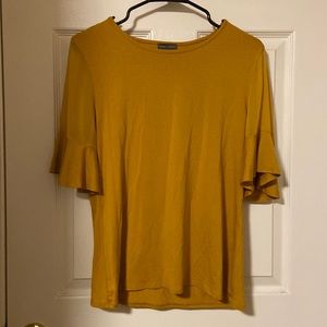Vince Camuto Mustard Bell +Mesh Sleeves Blouse |Size M